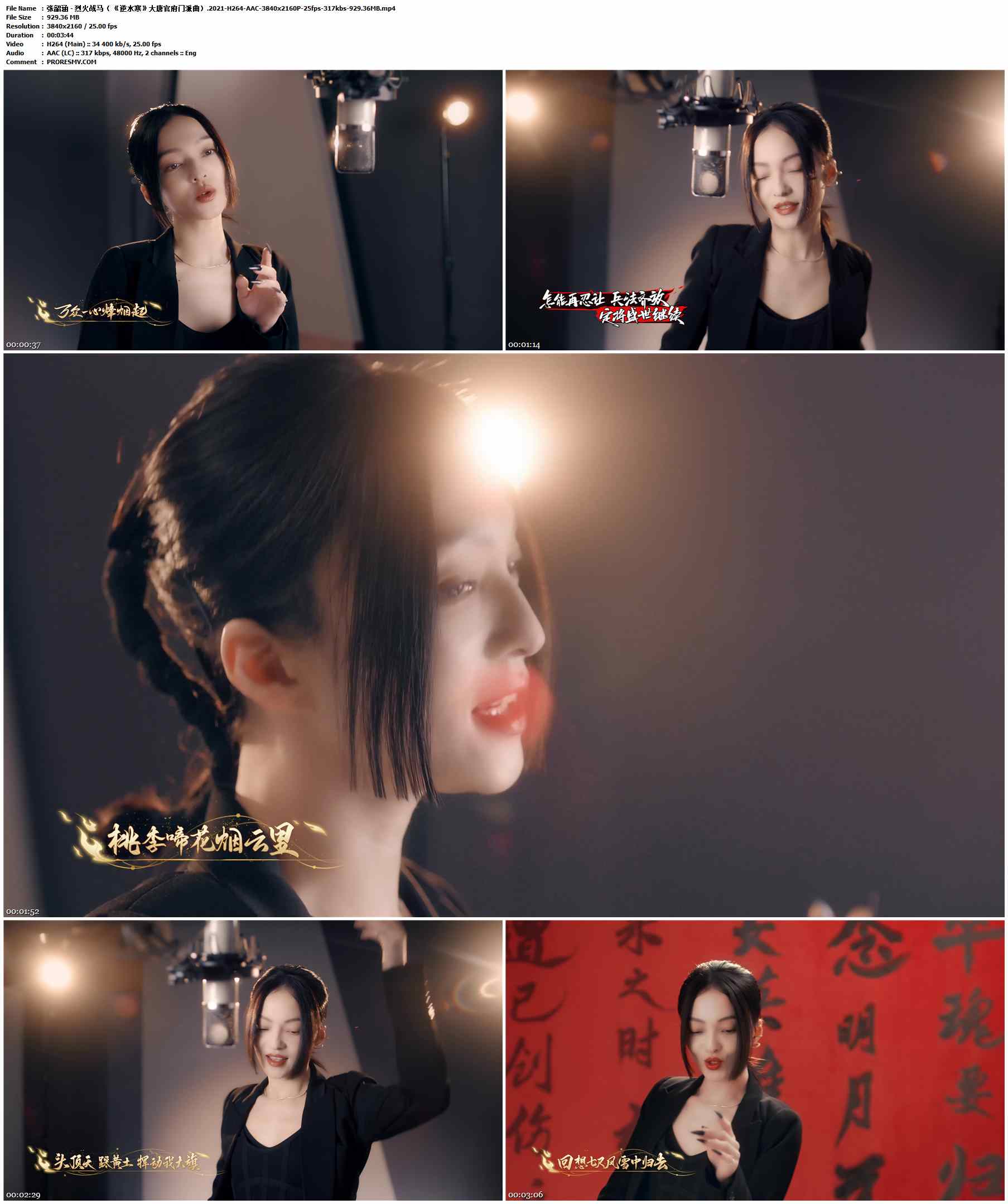 张韶涵 - 烈火战马（️ 《逆水寒》大唐官府门派曲）.2021-H264-AAC-3840x2160P-25fps-317kbs-929.36MB官方MV_高清MV